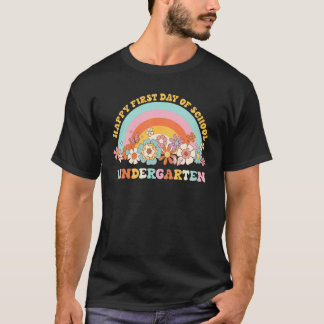 Camiseta Back To School Kindergarten Retro Groovy Rainbow T