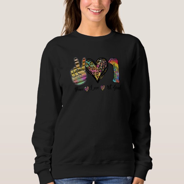 Camiseta Back To School Peace Love First Grade 1st Grade Te (Frente)