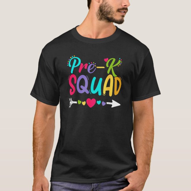Camiseta Back To School Pre K  Squad Happy First Day Of Sch (Frente)