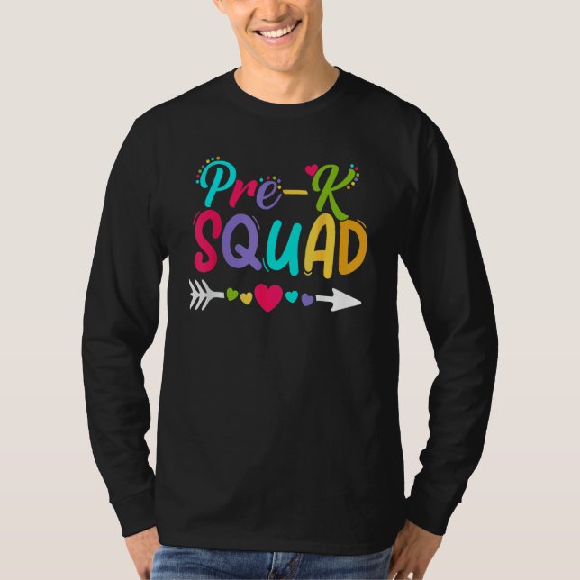 Camiseta Back To School Pre K  Squad Happy First Day Of Sch (Frente)