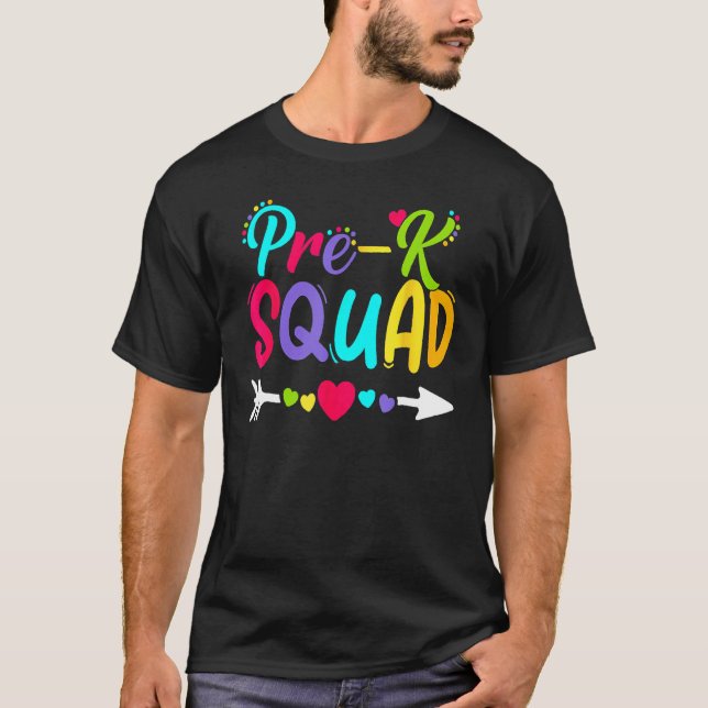 Camiseta Back To School Pre K  Squad Happy First Day Of Sch (Frente)