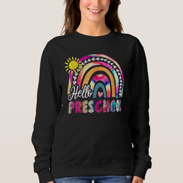 Camiseta Back To School Rainbow Boho Tie Dye Teacher Hello  (Frente)