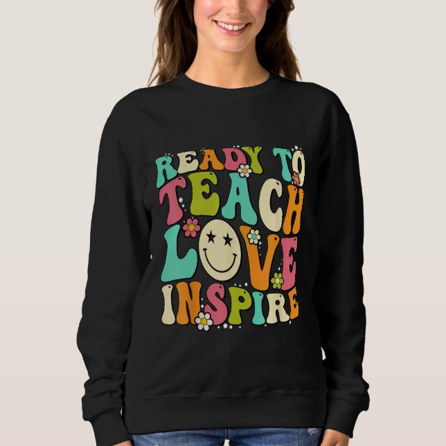 Camiseta Back To School Ready To Teach Love Inspire Groovy  (Frente)