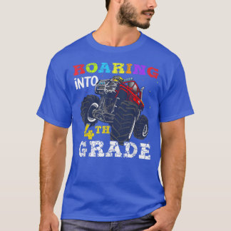 Camiseta Back To School Roaring Into 4th Grade Monster Truc