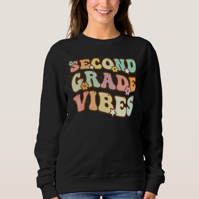 Camiseta Back To School Second Grade Vibes Retro Teacher Wo (Frente)