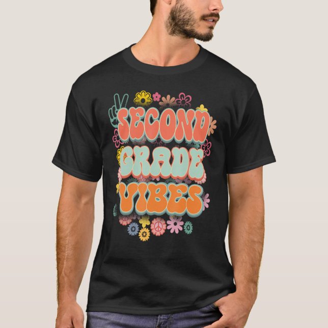 Camiseta Back To School Second Grade Vibes Student Teacher  (Frente)