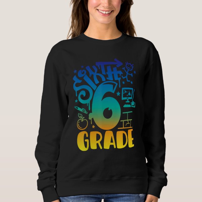 Camiseta Back To School Sixth 6th Grade Teacher Boys Graffi (Frente)