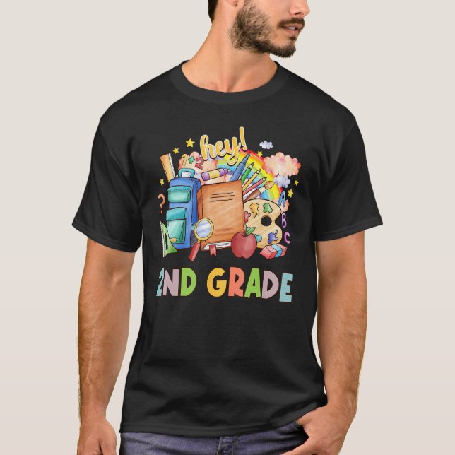 Camiseta Back To School Students Teacher Hey 2nd Second Gra (Frente)