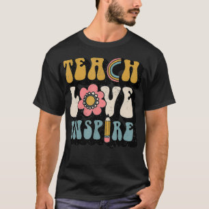 Camiseta Back To School Teach Love Inspire Retro Teachers W