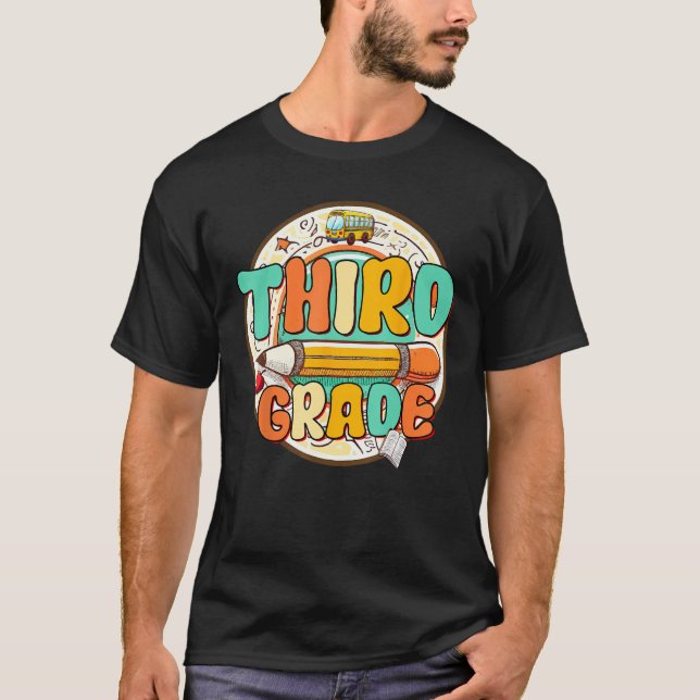 Camiseta Back To School Third Grade Vibes Student Teacher W (Frente)