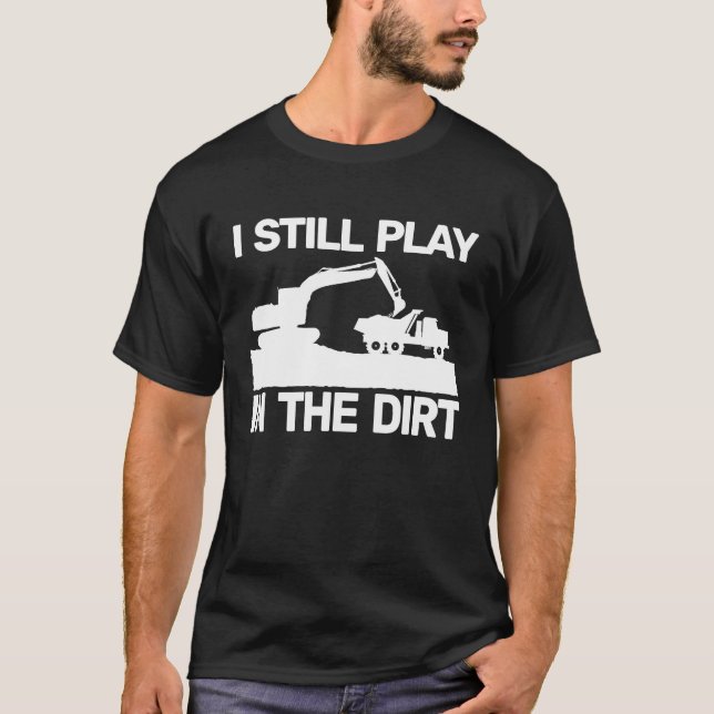 Camiseta backhoe heavy work  for men construction equipment (Frente)