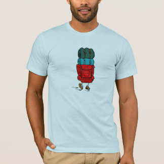 Camiseta Backpacker de desenho animado com grande mochila