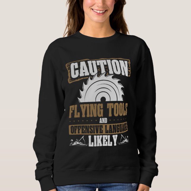 Camiseta Backprint Caution Flying Tools And Offensive Langu (Frente)
