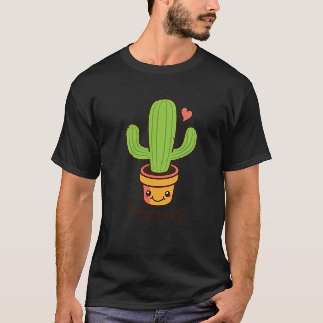 Camiseta Backprint Free Hugs Cactus and Potted Plants (Frente)