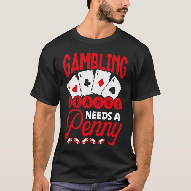 Camiseta Backprint Gambling Granny Needs A Penny Casino (Frente)