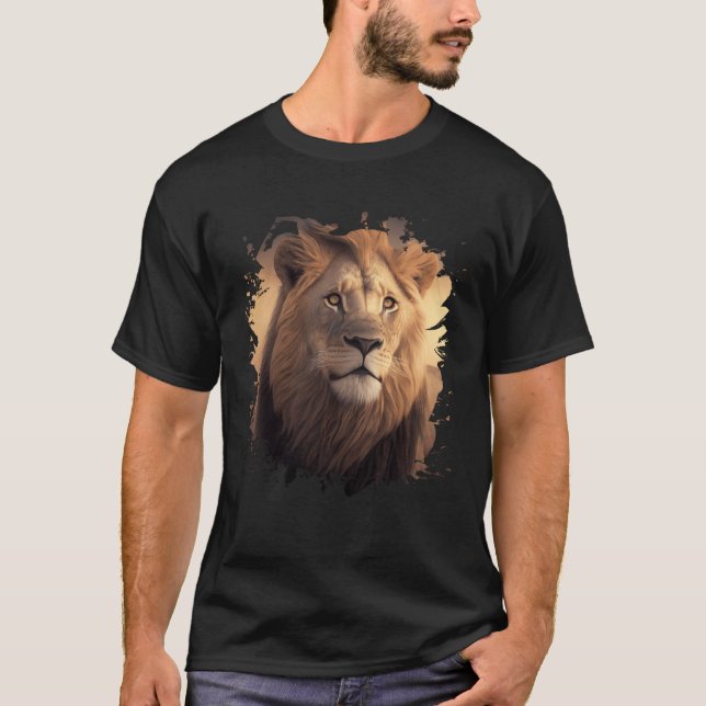 Camiseta Backprint Majestic lion in the African savanna (Frente)