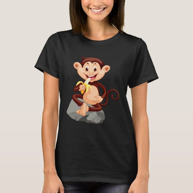 Camiseta Backprint monkey with banana cute monkey (Frente)