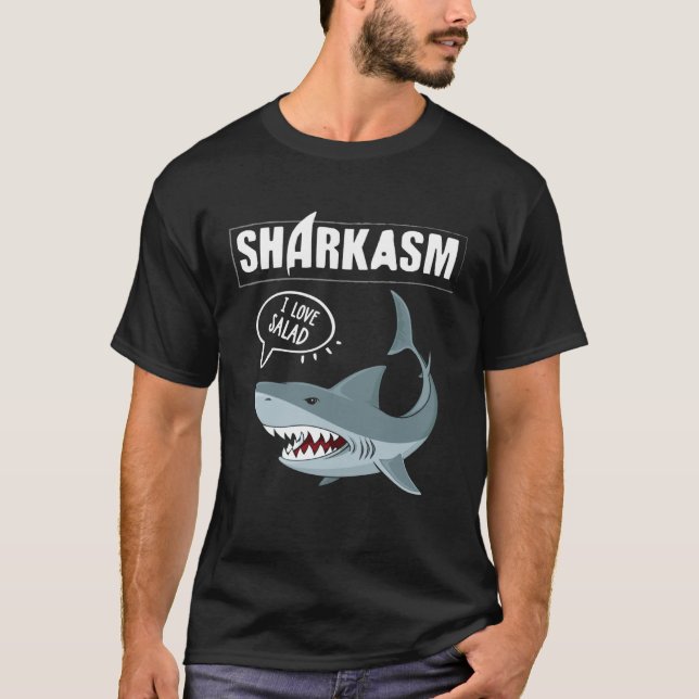 Camiseta Backprint Sharkasm  Sarcasm and Shark Vegetarians (Frente)