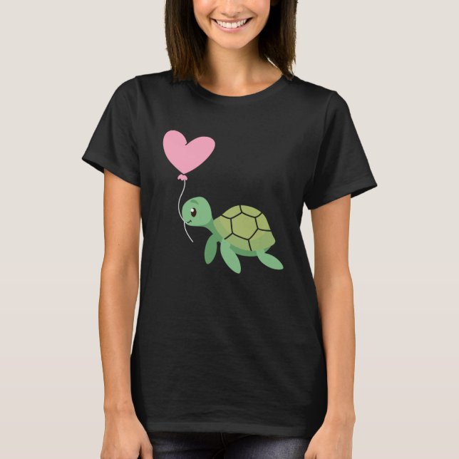 Camiseta Backprint Valentine s day turtle heart love (Frente)