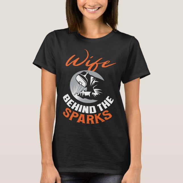 Camiseta Backprint Wife behind the sparks Welder Wife (Frente)