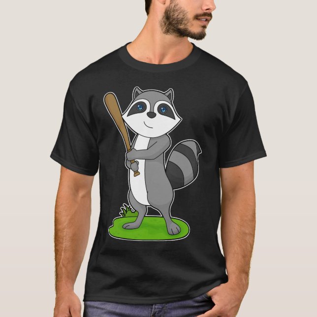 Camiseta Baco-beisebol da Racoon (Frente)