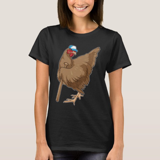 Camiseta Baco-beisebol de frango (Frente)