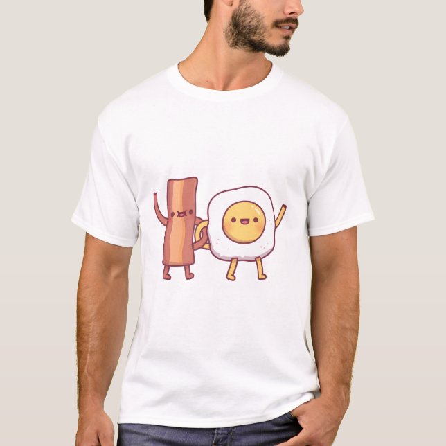 Camiseta Bacon Bonito E Melhores Amigos De Ovos (Frente)