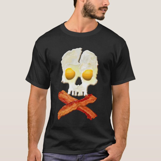 Camiseta Bacon Crossbones Ovos Crânio Tonturas (Frente)