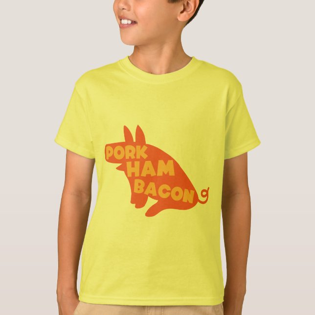 Camiseta bacon do presunto da carne de porco (Frente)