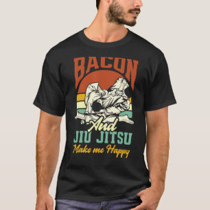 Camiseta Bacon E Jiu Jitsu Me Fazem Feliz Jiu Jitsu