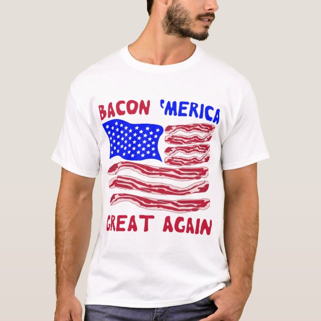 Camiseta Bacon ‘Excelente Merica Novamente #USAPatriotGraph (Frente)