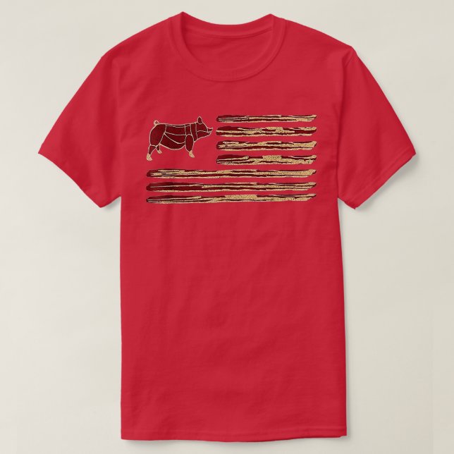 Camiseta Bacon Flag Pig Vintage (Frente do Design)