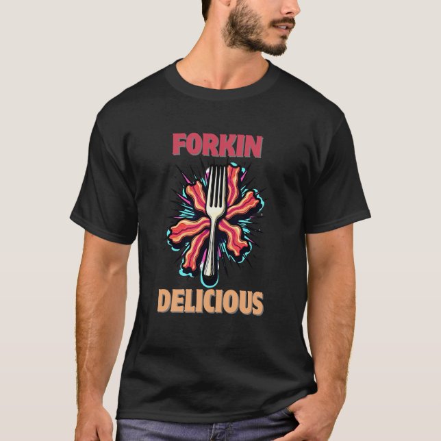 Camiseta Bacon Lover's Fork Tee Sizzle em Estilo (Frente)