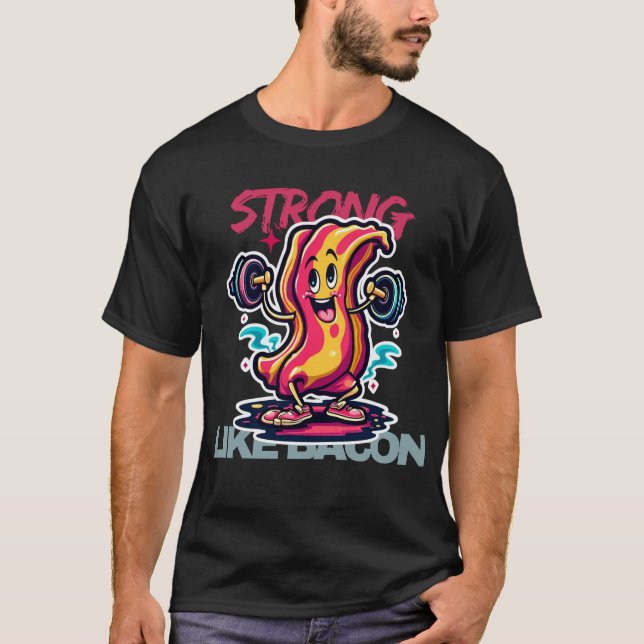 Camiseta Bacon Strong: Tee Gráfico de Barão Potente (Frente)