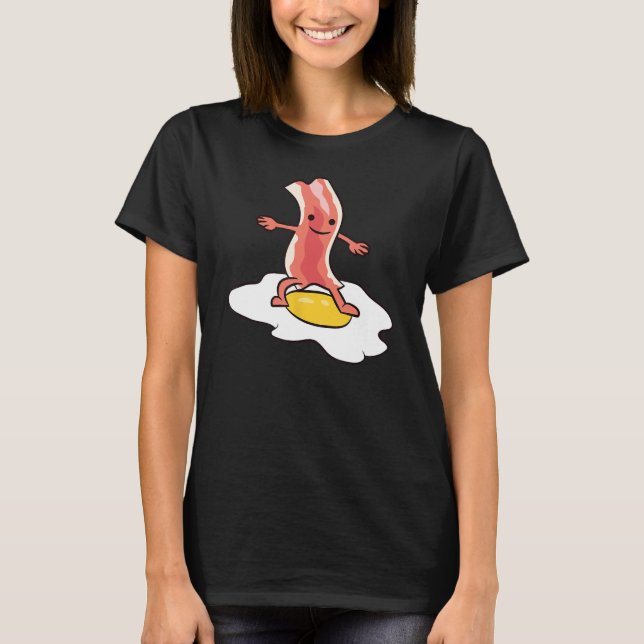 Camiseta Bacon Surfing on Fried Egin Breakfast - Ovo e Baco (Frente)