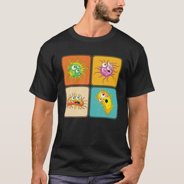 Camiseta Bactérias de Ciência da Pop de Arte do Laboratório (Frente)