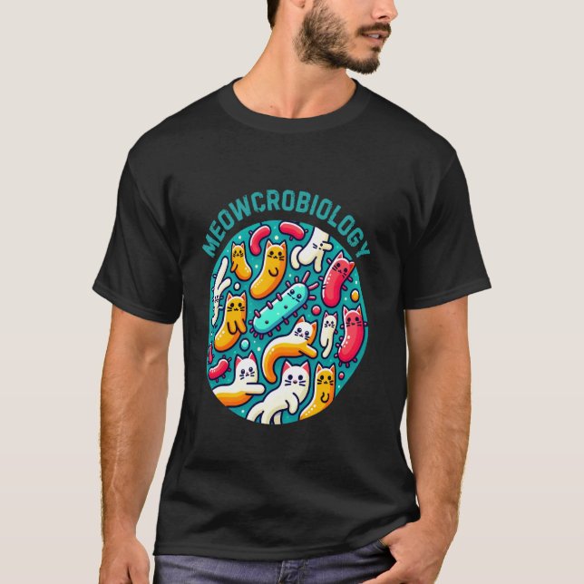 Camiseta Bactérias de Gato Engraçadas Meowcrobiologia Micro (Frente)