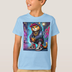Camiseta Badass Cat - Urban Street Style Feline com Graffi