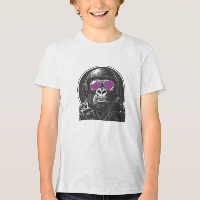 Camiseta Badass Motorcycle Gang Gorilla: Rebel Rider (Frente)