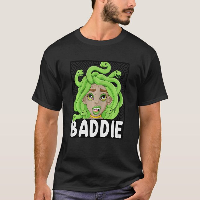 Camiseta Baddie Trendy Cute Medusa Cabeça Para Meninas E (Frente)