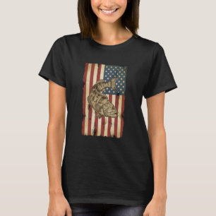 Camiseta Badejo Bandeira Americana Patriótico Pescaria EUA