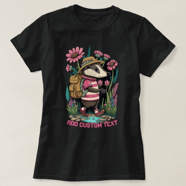 Camiseta Badger de Viajante Bonito em flor silvestre, amant (Frente do Design)