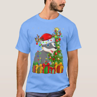 Camiseta Badger Lighting Xmas Tree Santa Hat Badger Christm