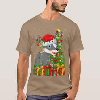 Camiseta Badger Lighting Xmas Tree Santa Hat Badger Christm