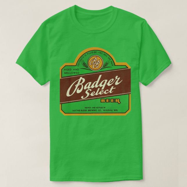 Camiseta Badger Select Beer Retro Defunct Breweriana (Frente do Design)