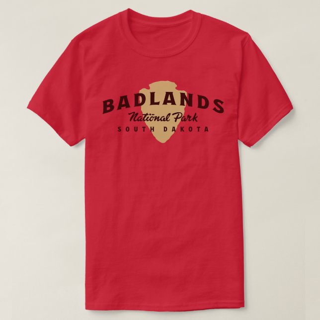Camiseta Badlands National Park Arch Text Brown (Frente do Design)