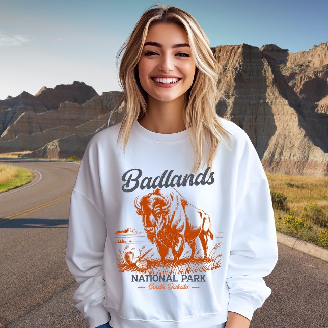 Camiseta Badlands National Park Retro Bison Artwork Gift  (Criador carregado)