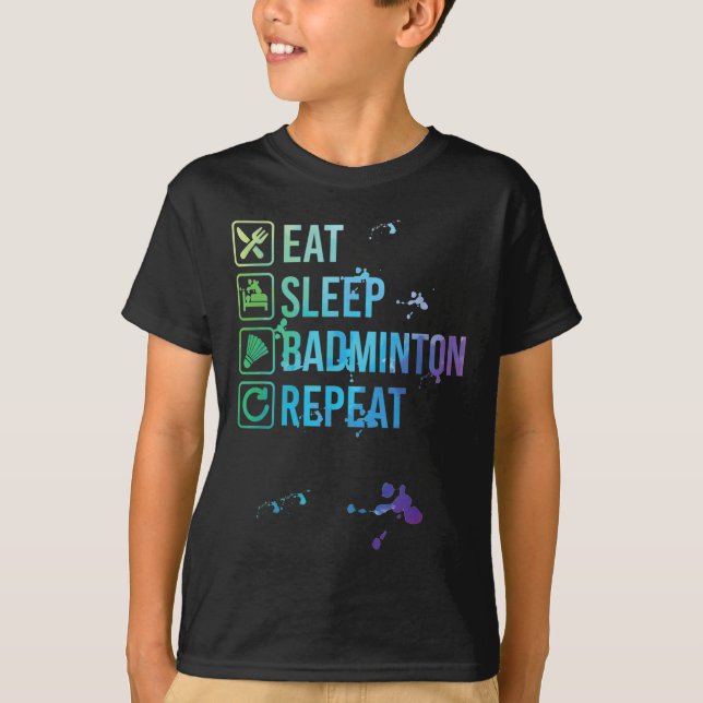 Camiseta Badminton Coma Sono Repetir Presente de Aquarela (Frente)