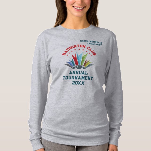 Camiseta Badminton da Equipe da Organização da Liga dos Clu (Frente)