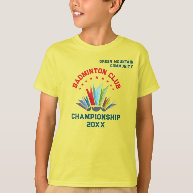 Camiseta Badminton da Equipe da Organização da Liga dos Clu (Frente)
